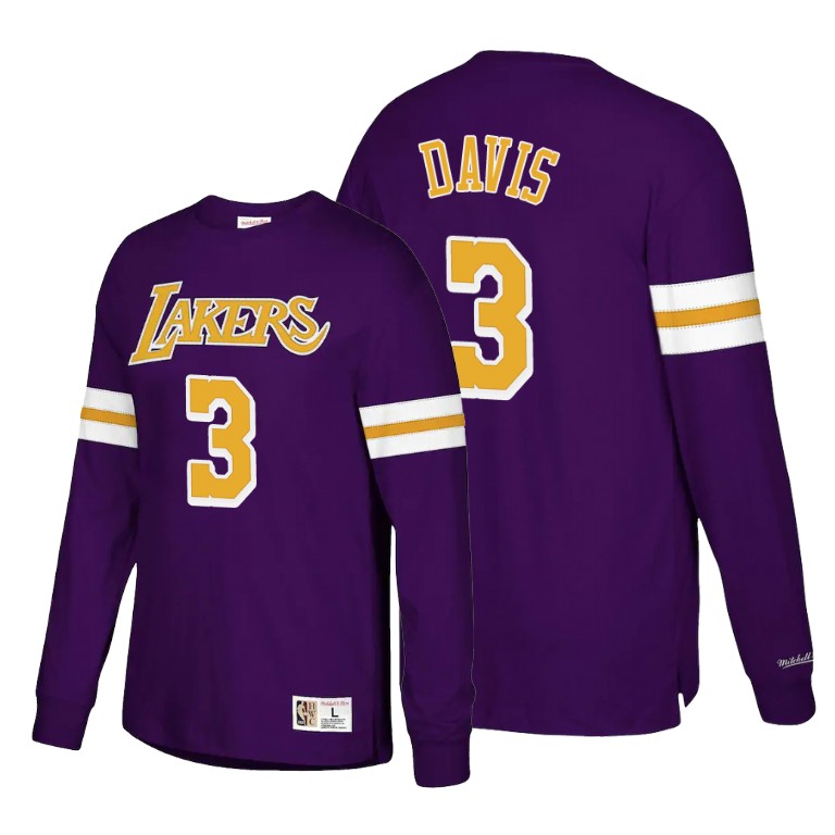 Men's Los Angeles Lakers Anthony Davis #3 NBA Hardwood Classics Purple Basketball T-Shirt ODS4483XD